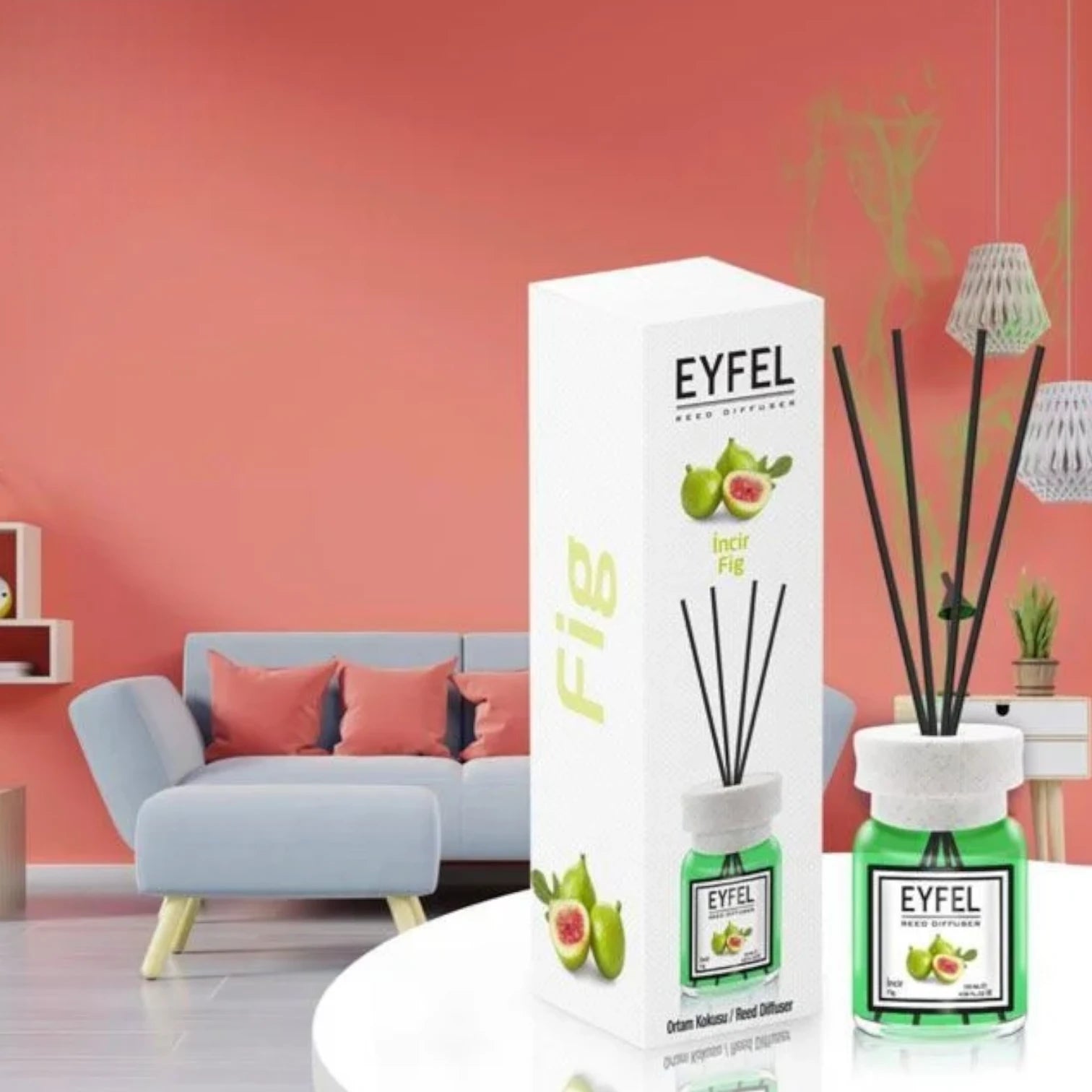 EYFEL Fig Reed Diffuser – 120ML Long-Lasting Home Fragrance | Sweet & Earthy Incir Scent | Elegant Room Aroma Diffuser with Sticks for Living Room, Bathroom & Office - Damoo