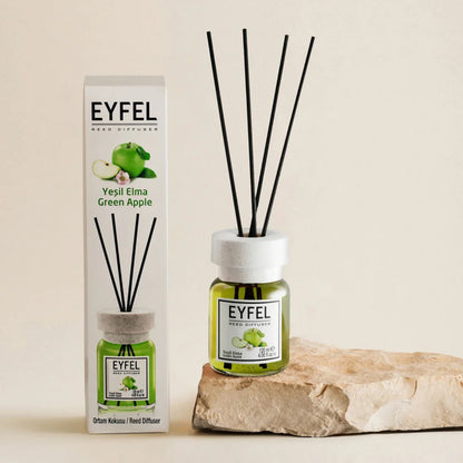 Eyfel Green Apple Reed Diffuser 120ML – Long-Lasting Home Fragrance, Fresh Apple Scent, Scented Oil Diffuser Sticks for Living Room, Office & More - Damoo