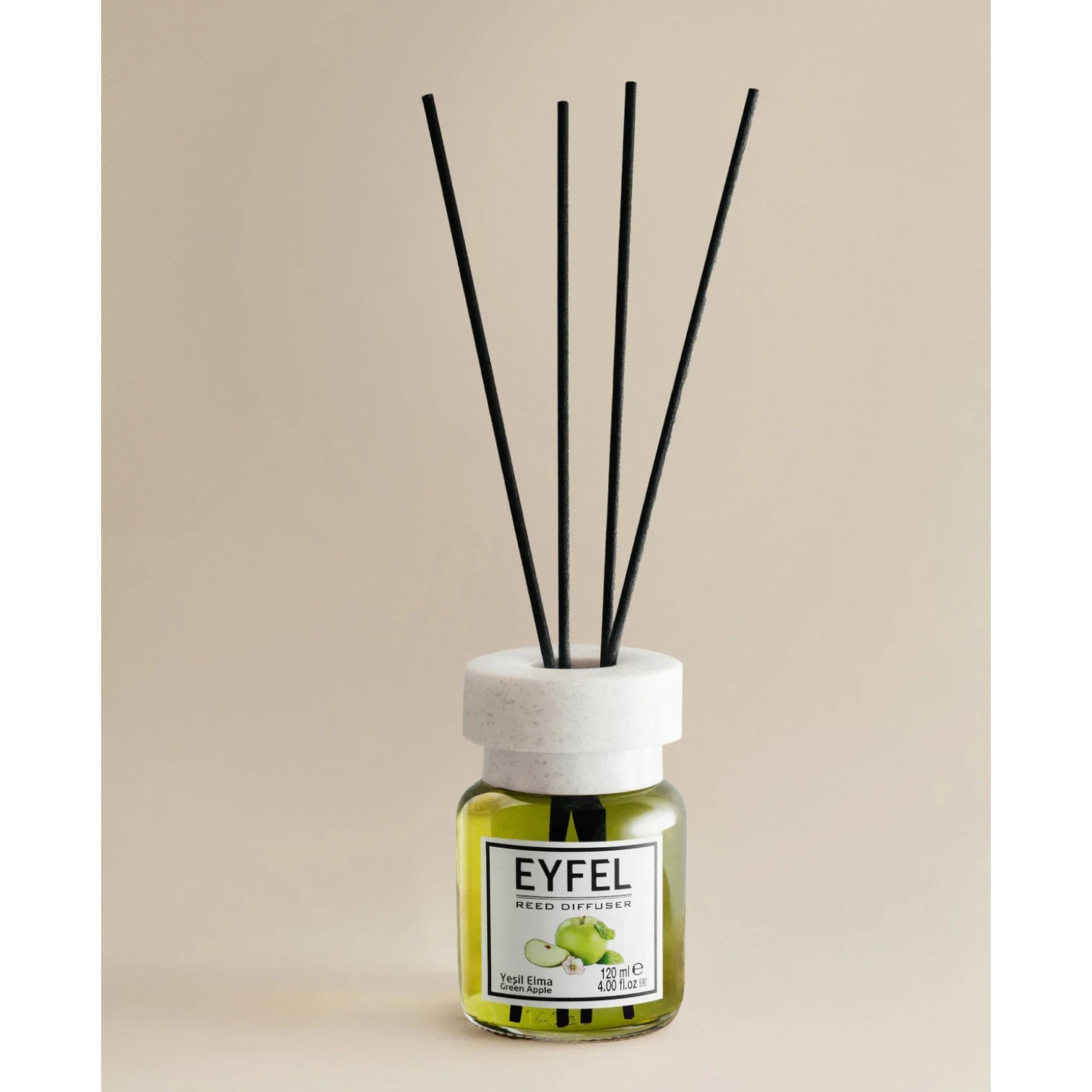 Eyfel Green Apple Reed Diffuser 120ML – Long-Lasting Home Fragrance, Fresh Apple Scent, Scented Oil Diffuser Sticks for Living Room, Office & More - Damoo