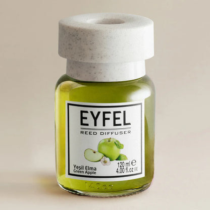 Eyfel Green Apple Reed Diffuser 120ML – Long-Lasting Home Fragrance, Fresh Apple Scent, Scented Oil Diffuser Sticks for Living Room, Office & More - Damoo