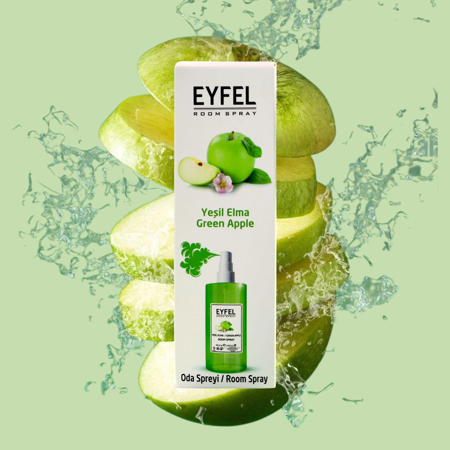 EYFEL Green Apple Room Spray – 400 ml Crisp Fruity Air Freshener with Refreshing Apple Scent – Long-Lasting Fragrance Mist for Home, Bathroom & Office - Damoo