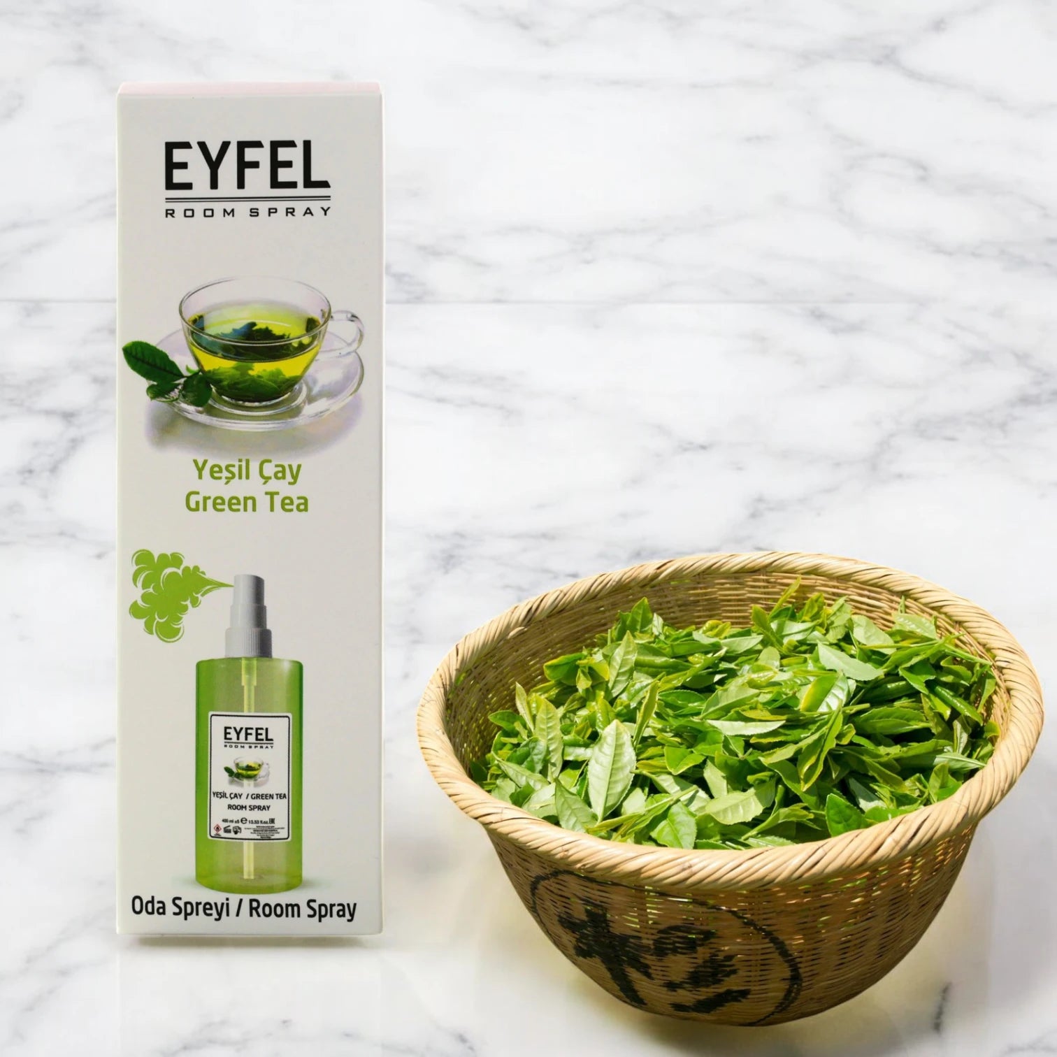 EYFEL Green Tea Room Spray – 400 ml Refreshing Green Tea Air Freshener Mist – Long-Lasting Calming Fragrance for Home, Office & Bathroom - Damoo
