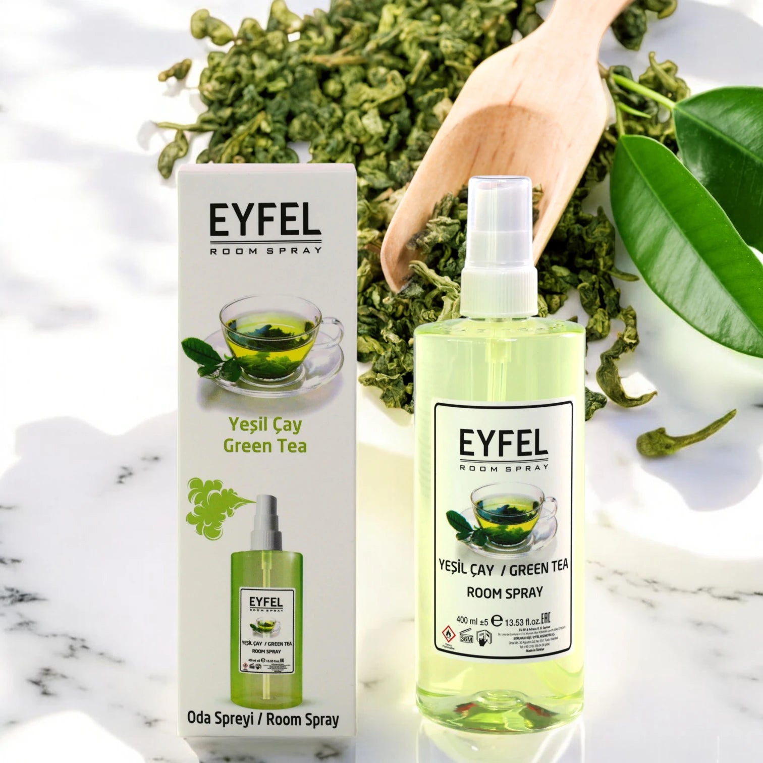 EYFEL Green Tea Room Spray – 400 ml Refreshing Green Tea Air Freshener Mist – Long-Lasting Calming Fragrance for Home, Office & Bathroom - Damoo