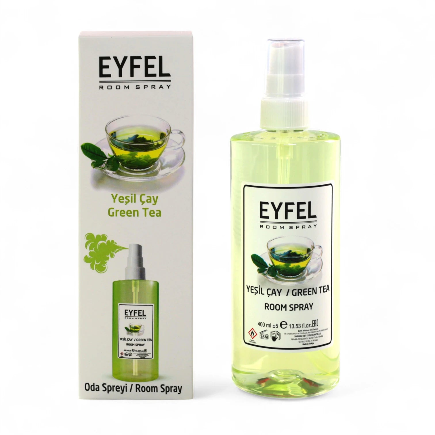 EYFEL Green Tea Room Spray – 400 ml Refreshing Green Tea Air Freshener Mist – Long-Lasting Calming Fragrance for Home, Office & Bathroom - Damoo