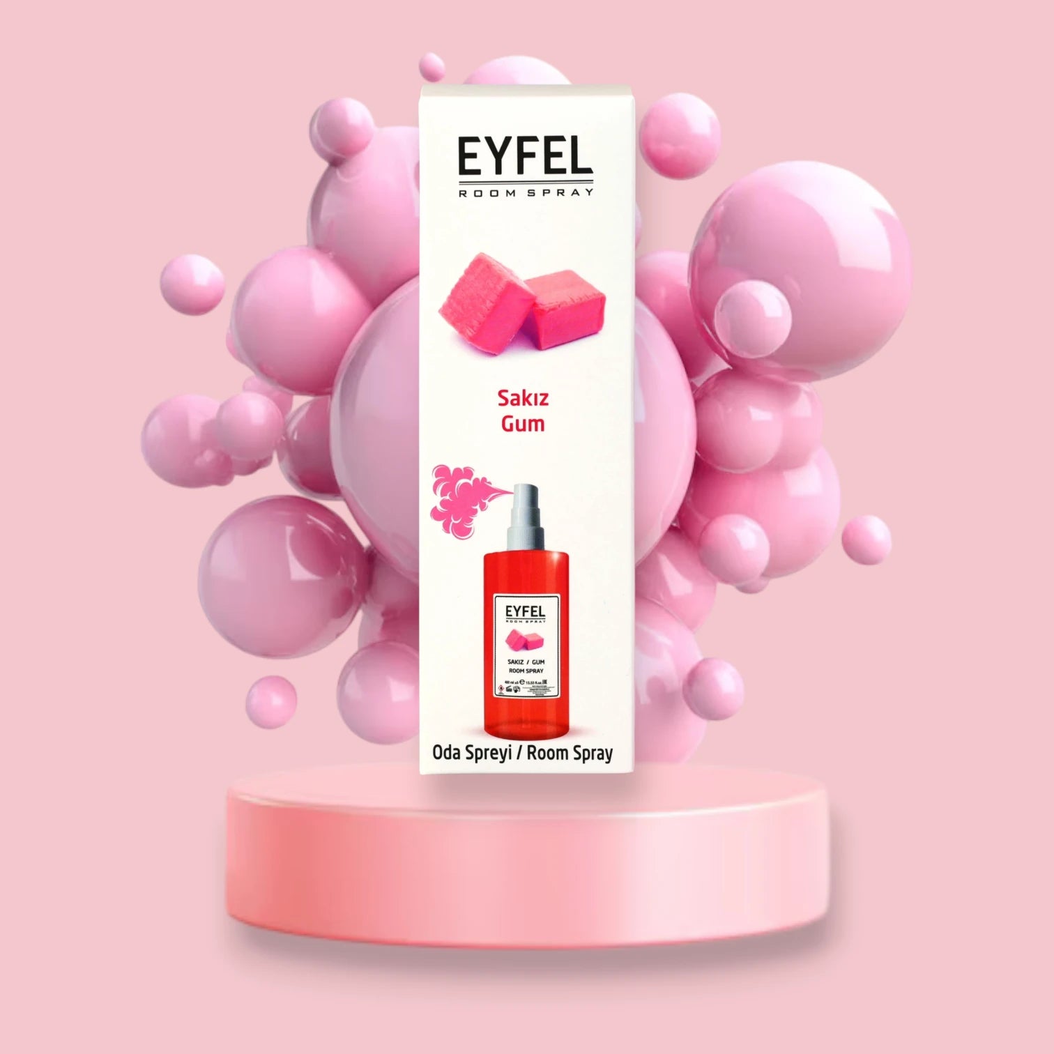 EYFEL Gum Room Spray – 400ml - Sweet Fruity Air Freshener with Bubblegum, Pineapple & Vanilla Notes - Long-Lasting Scent for Home & Office - Damoo