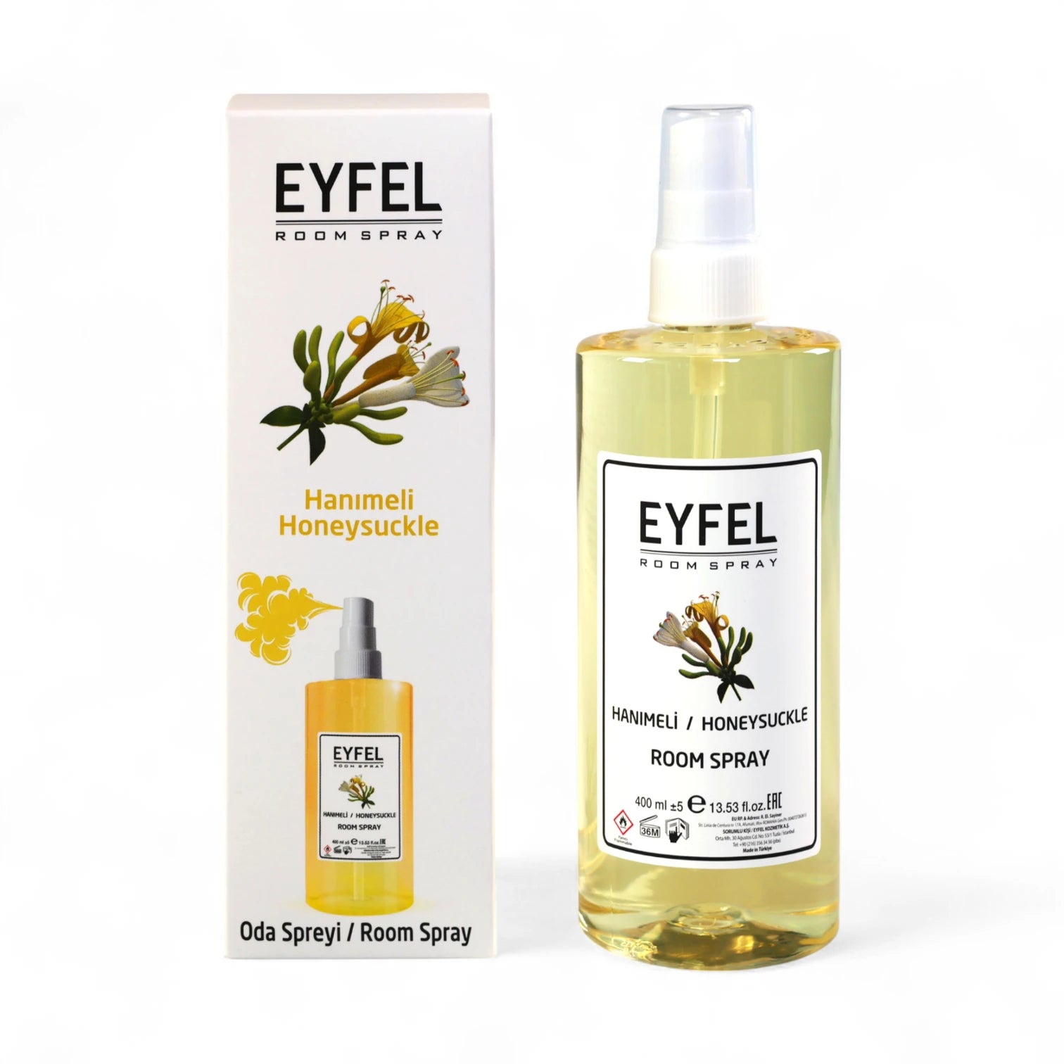 EYFEL Honeysuckle Room Spray 400ml - Sweet Floral Home Fragrance for Peaceful Ambience - Damoo