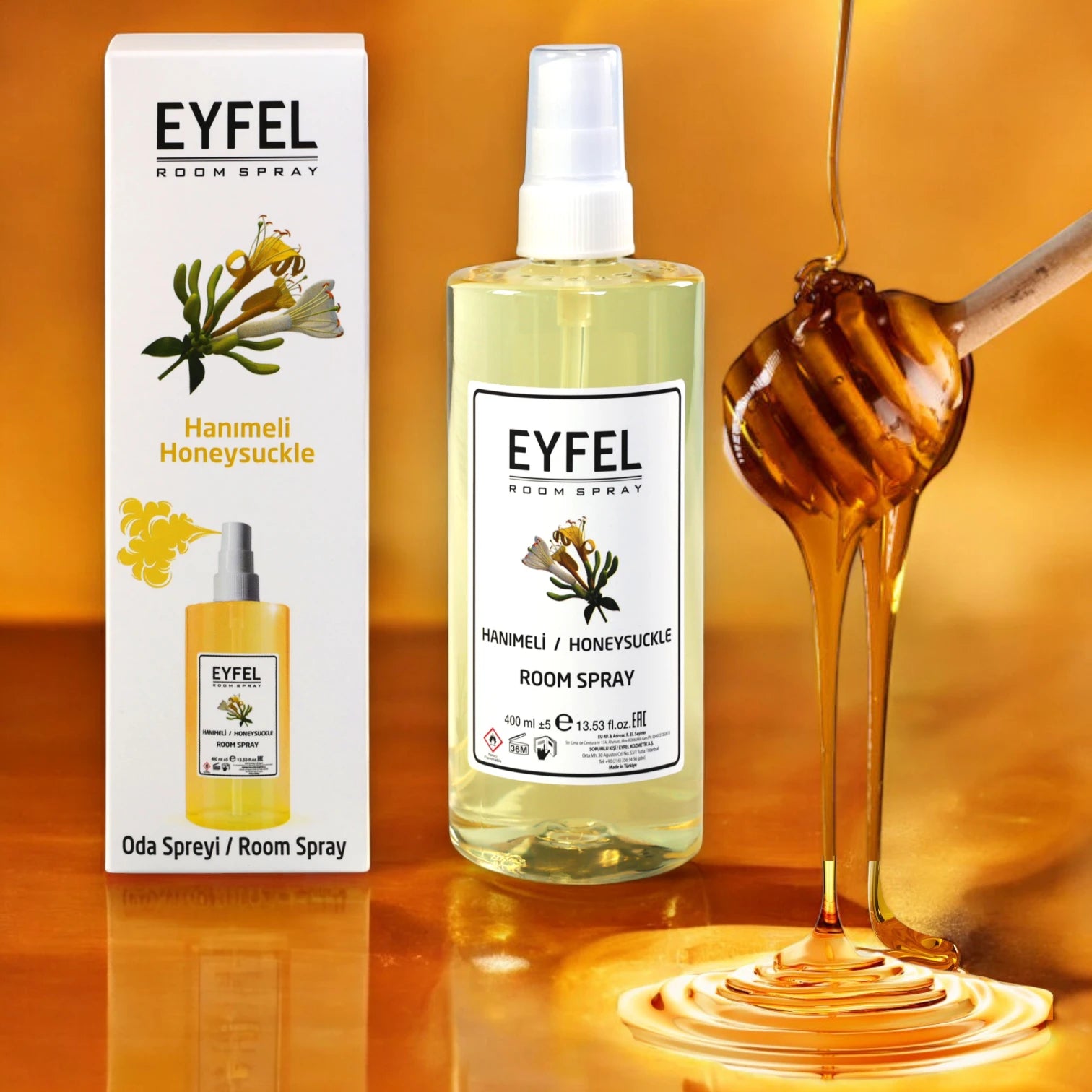 EYFEL Honeysuckle Room Spray 400ml - Sweet Floral Home Fragrance for Peaceful Ambience - Damoo