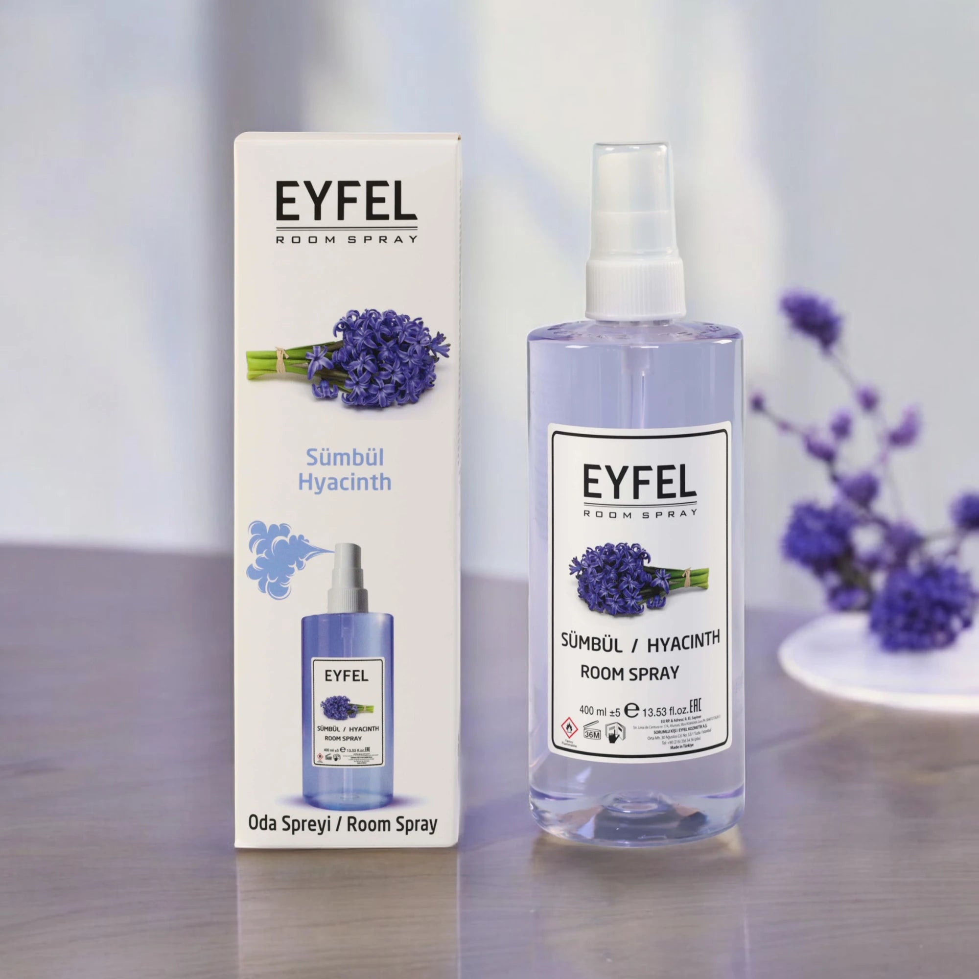 EYFEL Hyacinth Room Spray – 400ml - Spring-Inspired Floral Air Freshener with Sweet Hyacinth Notes - Long-Lasting Freshness for Home & Office - Damoo