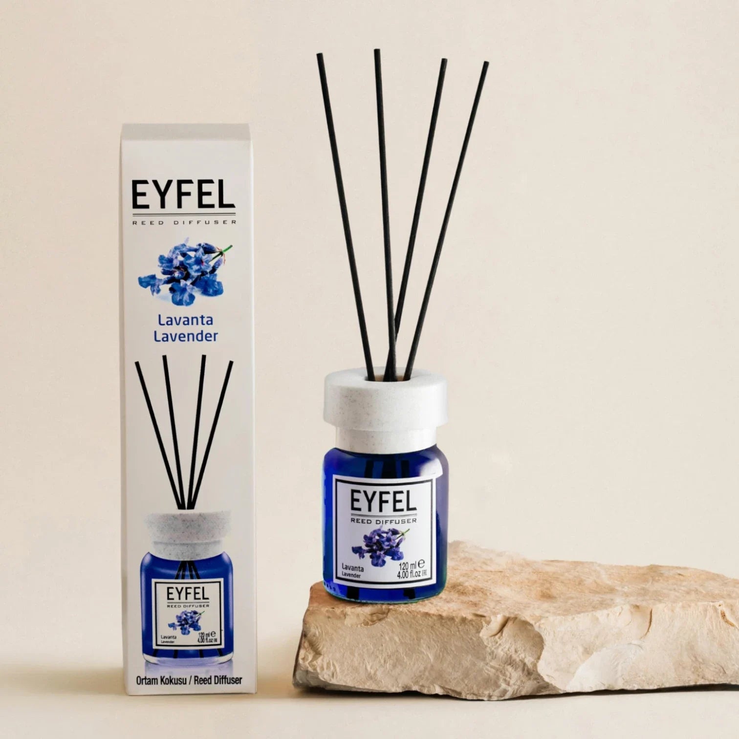 EYFEL Lavender Reed Diffuser Set 120ml – Long-Lasting Home Fragrance with Oil Diffuser Sticks, Aromatherapy Air Freshener, Bathroom & Room Scent Decor - Damoo