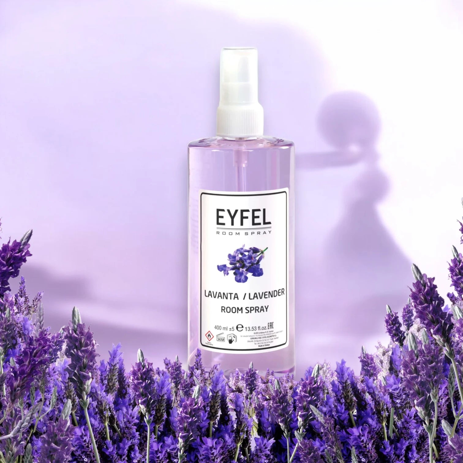 Eyfel Lavender Room Spray 400ml - Calming Floral Aromatherapy Mist for Home & Office - Long-Lasting Natural Air Freshener - Damoo