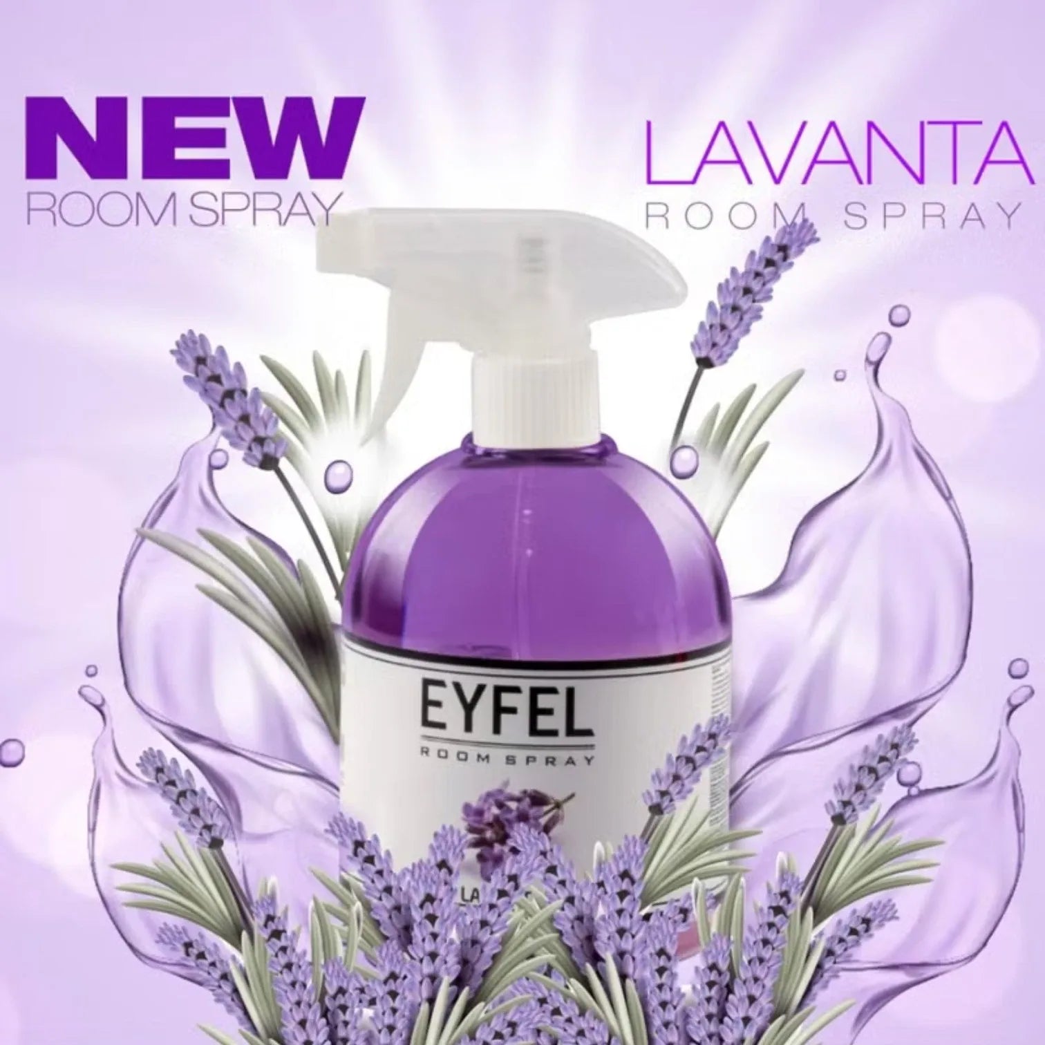 EYFEL Lavender Room Spray Air Freshener – 500ml Long-Lasting Soothing Floral Fragrance with Essential Oils – Pump Spray Odor Eliminator for Home, Office, Bedroom & Bathroom - Damoo