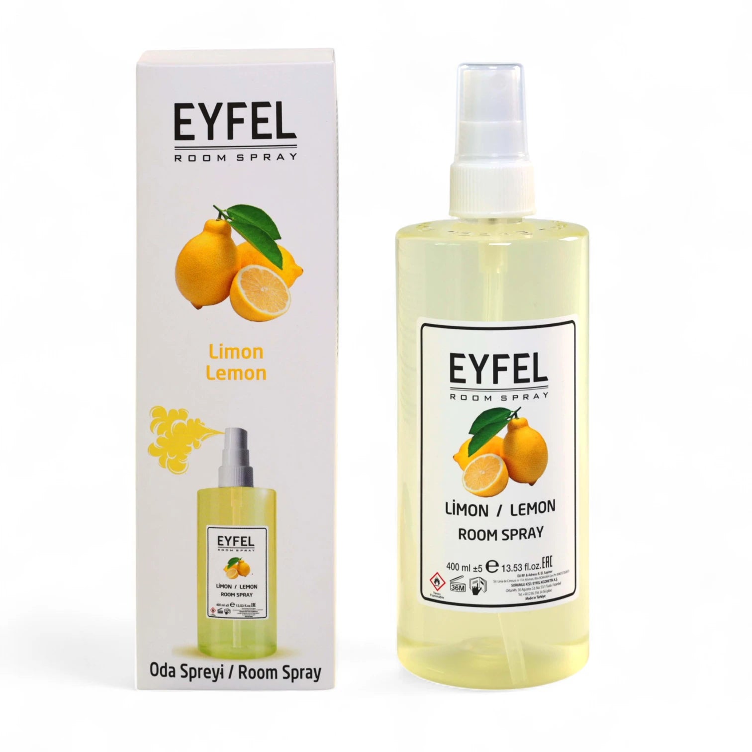 EYFEL Lemon Room Spray – 400 ml Fresh Citrus Home Air Freshener with Zesty Lemon Scent – Energizing Fragrance Mist for Kitchen, Bathroom, Office & Living Room - Damoo