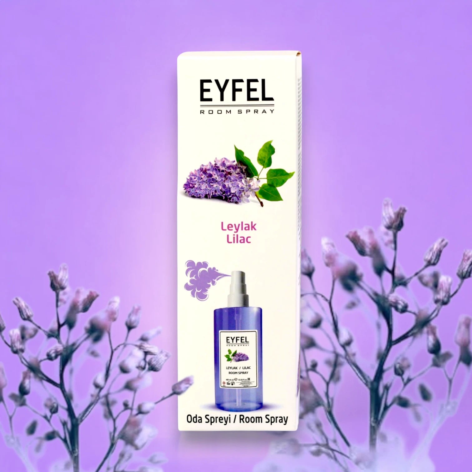 EYFEL Lilac Room Spray 400ml - Romantic Floral Air Freshener - Long-Lasting Spring-Inspired Scent for Home & Office - Damoo