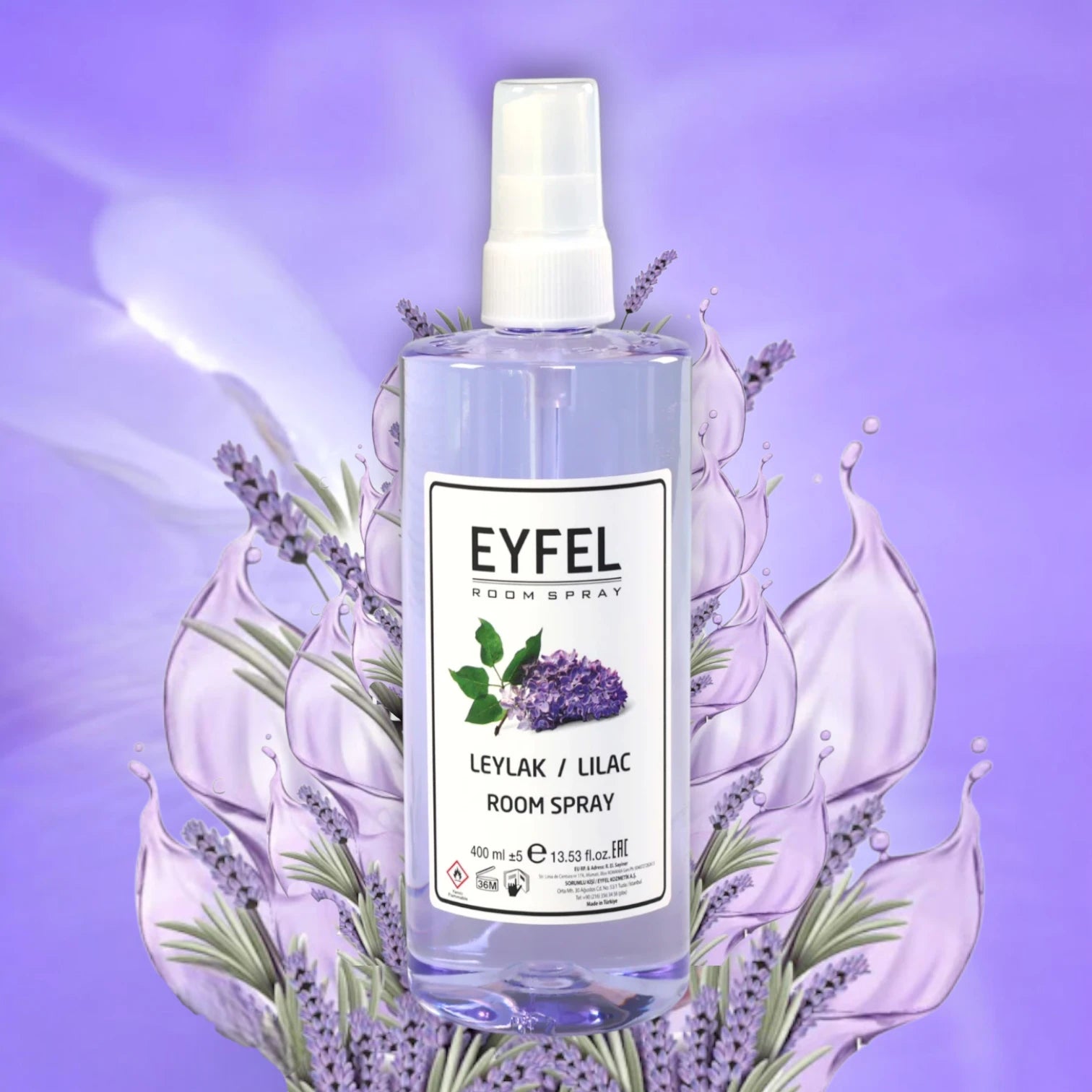 EYFEL Lilac Room Spray 400ml - Romantic Floral Air Freshener - Long-Lasting Spring-Inspired Scent for Home & Office - Damoo