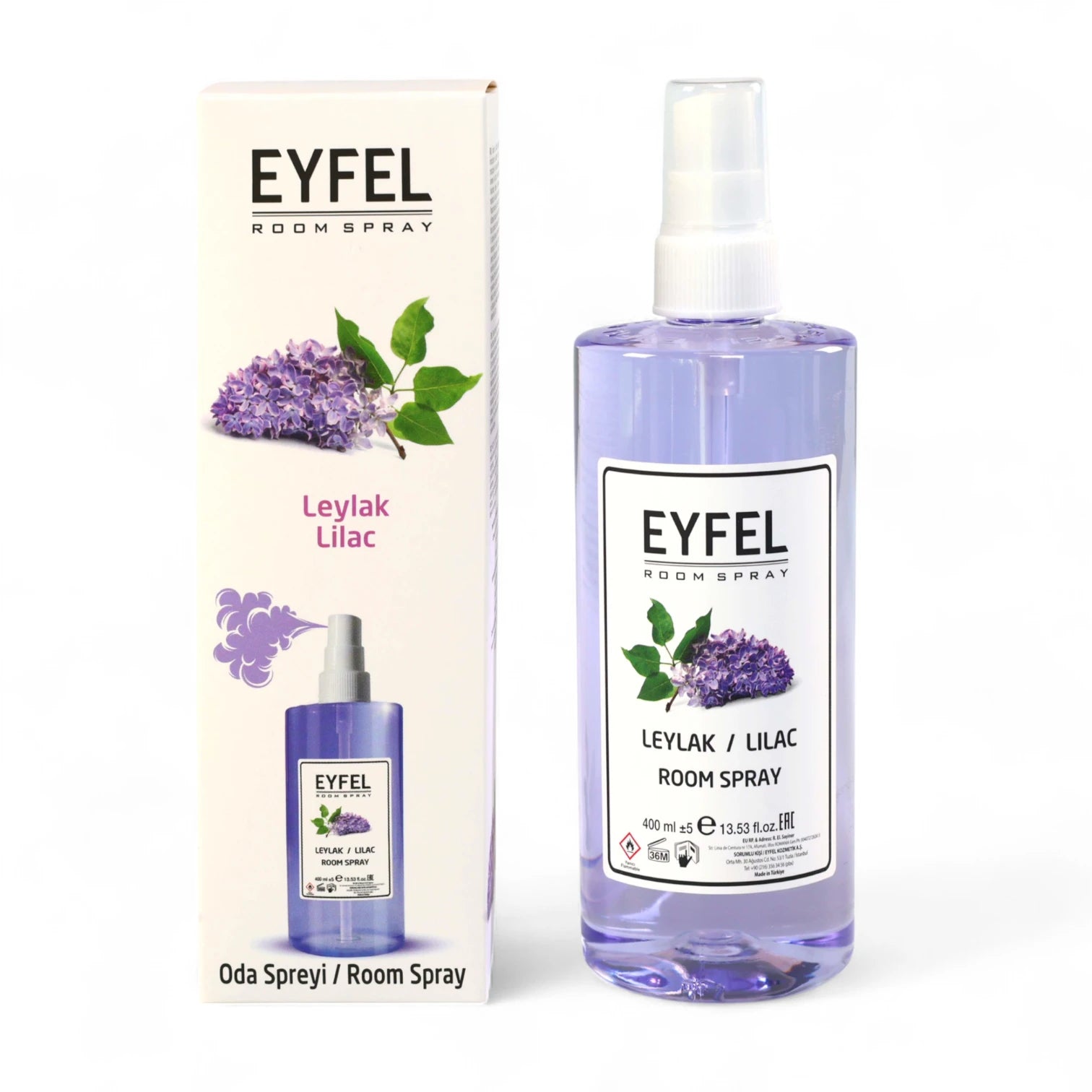 EYFEL Lilac Room Spray 400ml - Romantic Floral Air Freshener - Long-Lasting Spring-Inspired Scent for Home & Office - Damoo