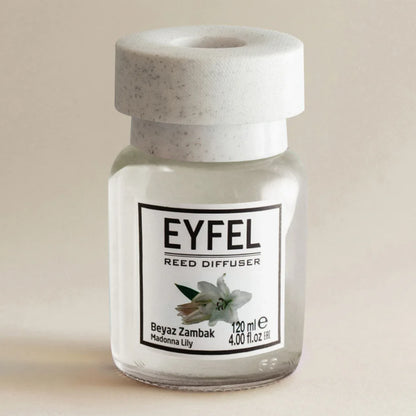 EYFEL Madona Lily Reed Diffuser – 120ML Almond Scent | Long-Lasting Aroma Diffuser for Home, Office & Bathroom | Elegant Decorative Air Freshener - Damoo