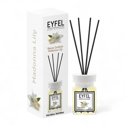 EYFEL Madona Lily Reed Diffuser – 120ML Almond Scent | Long-Lasting Aroma Diffuser for Home, Office & Bathroom | Elegant Decorative Air Freshener - Damoo