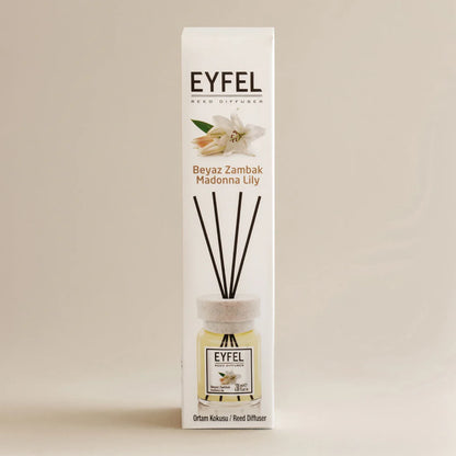 EYFEL Madona Lily Reed Diffuser – 120ML Almond Scent | Long-Lasting Aroma Diffuser for Home, Office & Bathroom | Elegant Decorative Air Freshener - Damoo