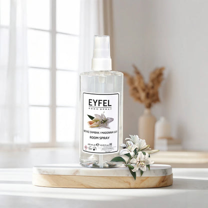 EYFEL Madonna Lily Room Spray – 400ml - Elegant Floral Air Freshener with Wildflower & Soft Wood Notes - Long-Lasting Home Fragrance for Peaceful Living Spaces - Damoo