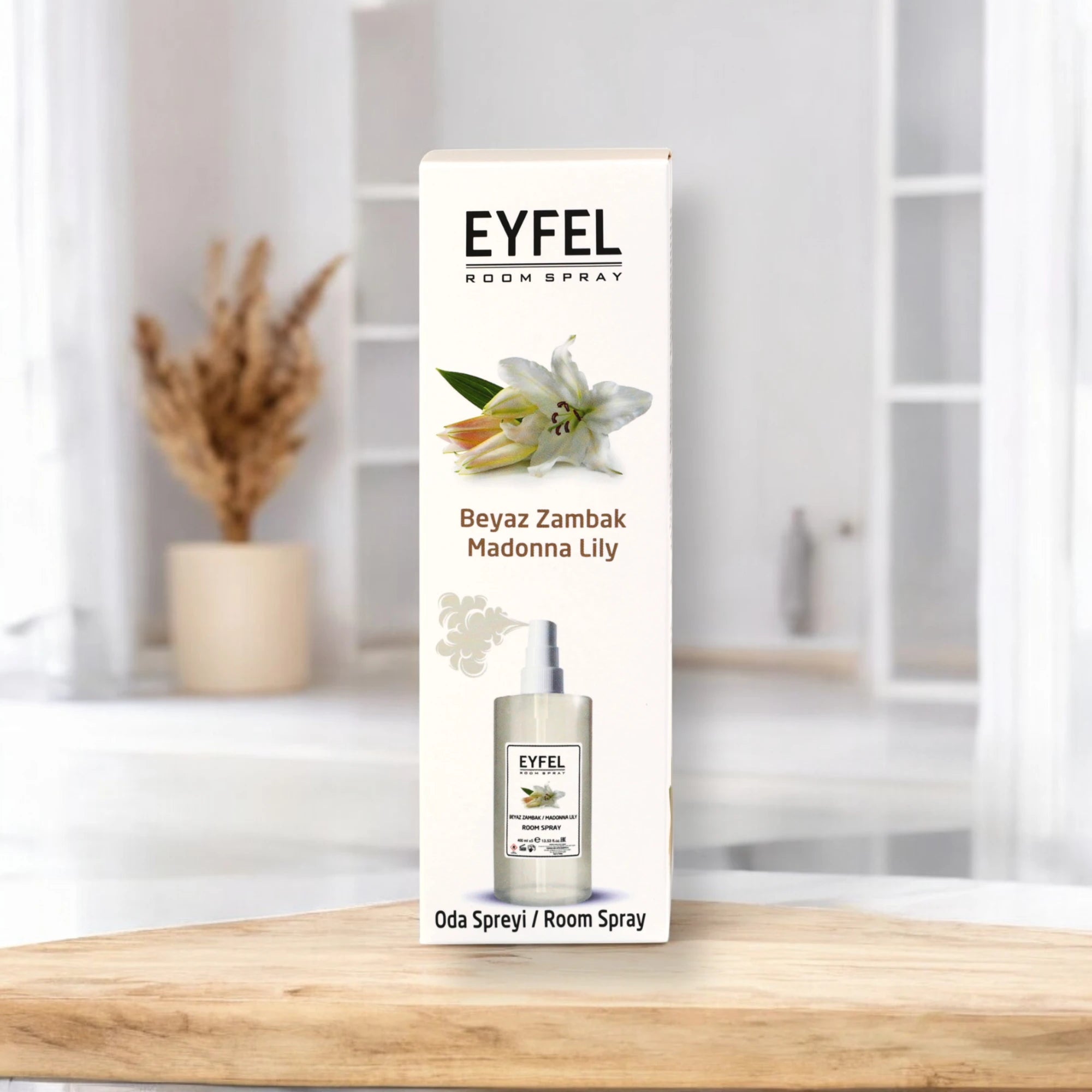 EYFEL Madonna Lily Room Spray – 400ml - Elegant Floral Air Freshener with Wildflower & Soft Wood Notes - Long-Lasting Home Fragrance for Peaceful Living Spaces - Damoo