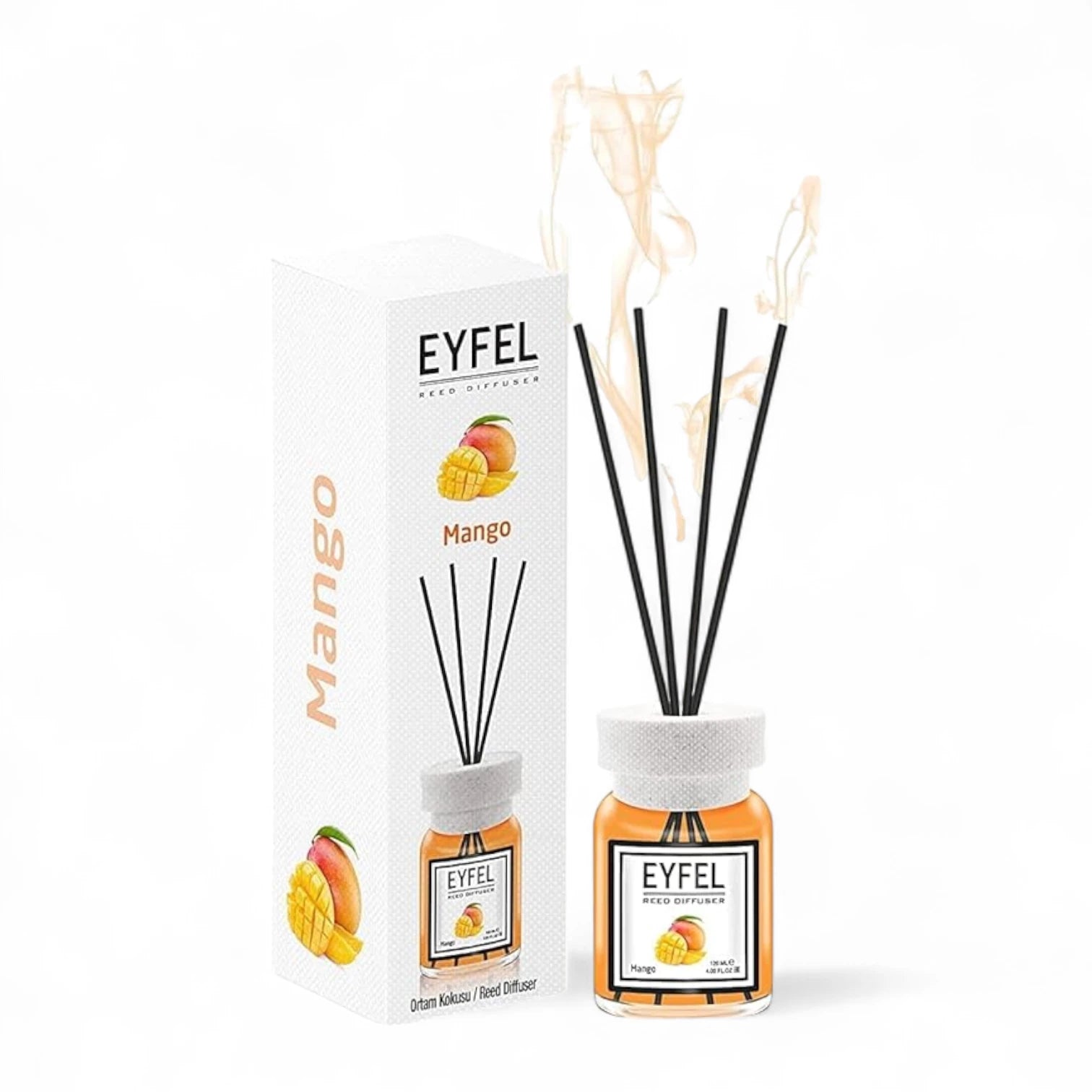 EYFEL Mango Reed Diffuser – 120ML Long-Lasting Home Fragrance | Tropical Scent with Natural Reeds | Decorative Aromatherapy Air Freshener for Home or Office - Damoo