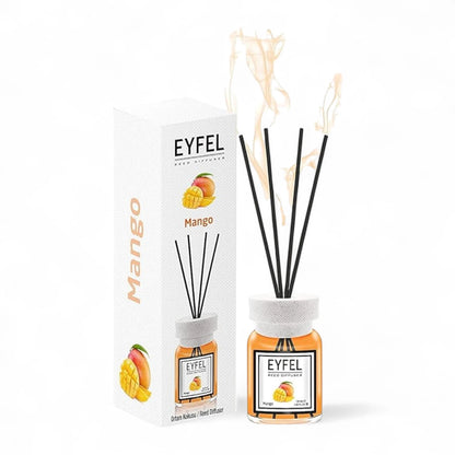 EYFEL Mango Reed Diffuser – 120ML Long-Lasting Home Fragrance | Tropical Scent with Natural Reeds | Decorative Aromatherapy Air Freshener for Home or Office - Damoo