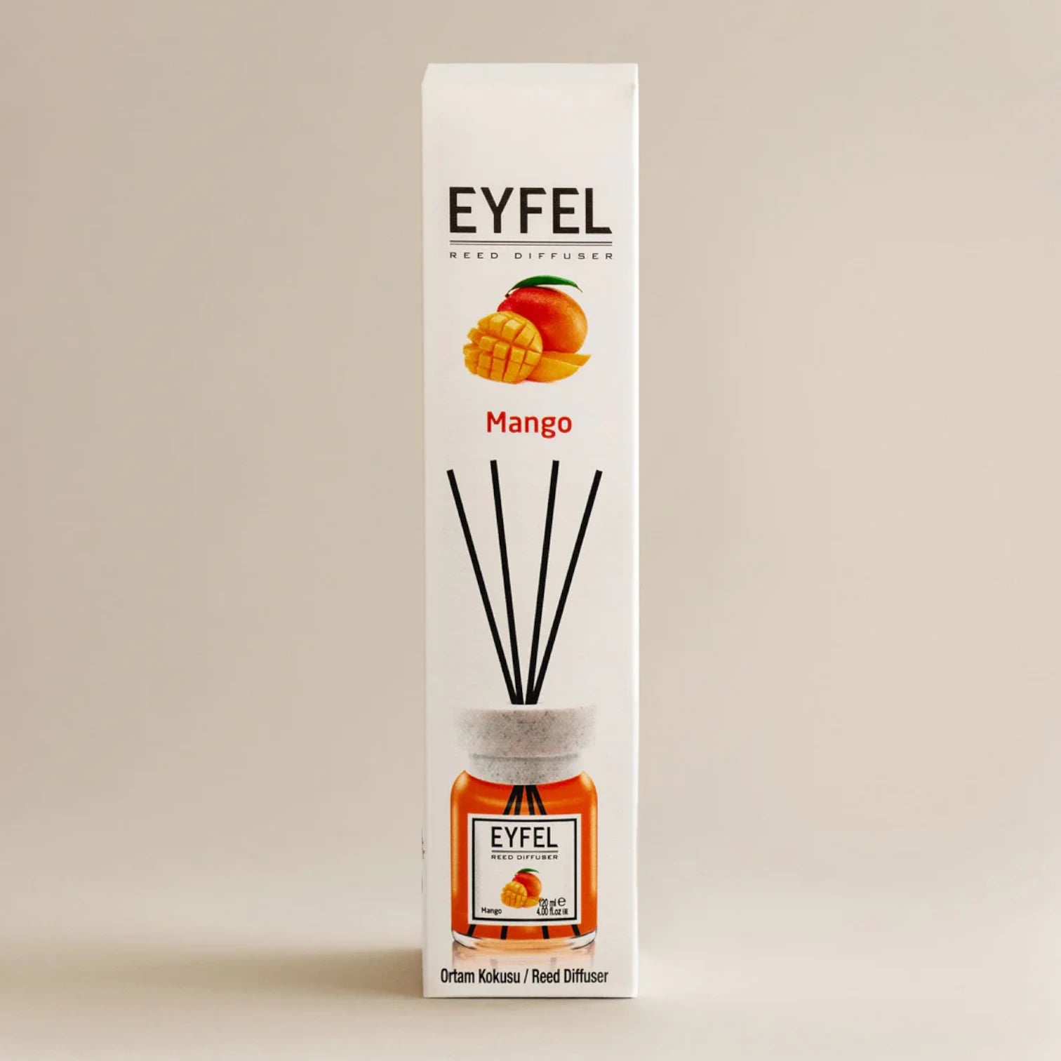 EYFEL Mango Reed Diffuser – 120ML Long-Lasting Home Fragrance | Tropical Scent with Natural Reeds | Decorative Aromatherapy Air Freshener for Home or Office - Damoo