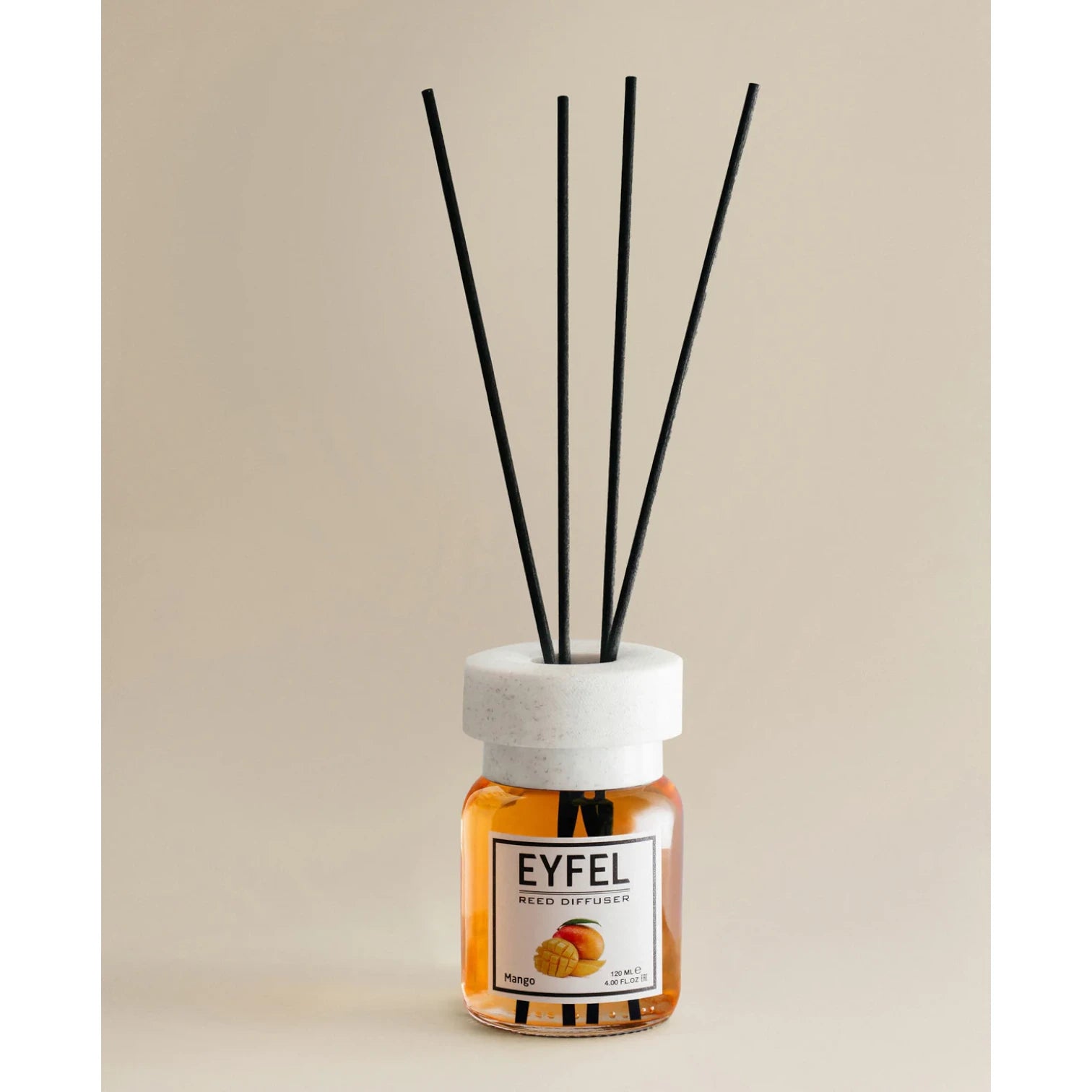 EYFEL Mango Reed Diffuser – 120ML Long-Lasting Home Fragrance | Tropical Scent with Natural Reeds | Decorative Aromatherapy Air Freshener for Home or Office - Damoo