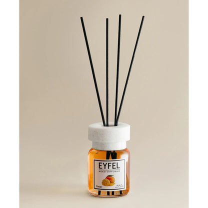 EYFEL Mango Reed Diffuser – 120ML Long-Lasting Home Fragrance | Tropical Scent with Natural Reeds | Decorative Aromatherapy Air Freshener for Home or Office - Damoo