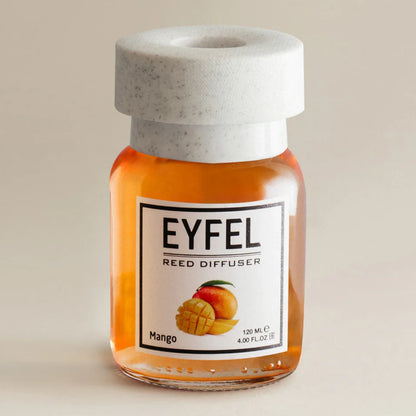 EYFEL Mango Reed Diffuser – 120ML Long-Lasting Home Fragrance | Tropical Scent with Natural Reeds | Decorative Aromatherapy Air Freshener for Home or Office - Damoo