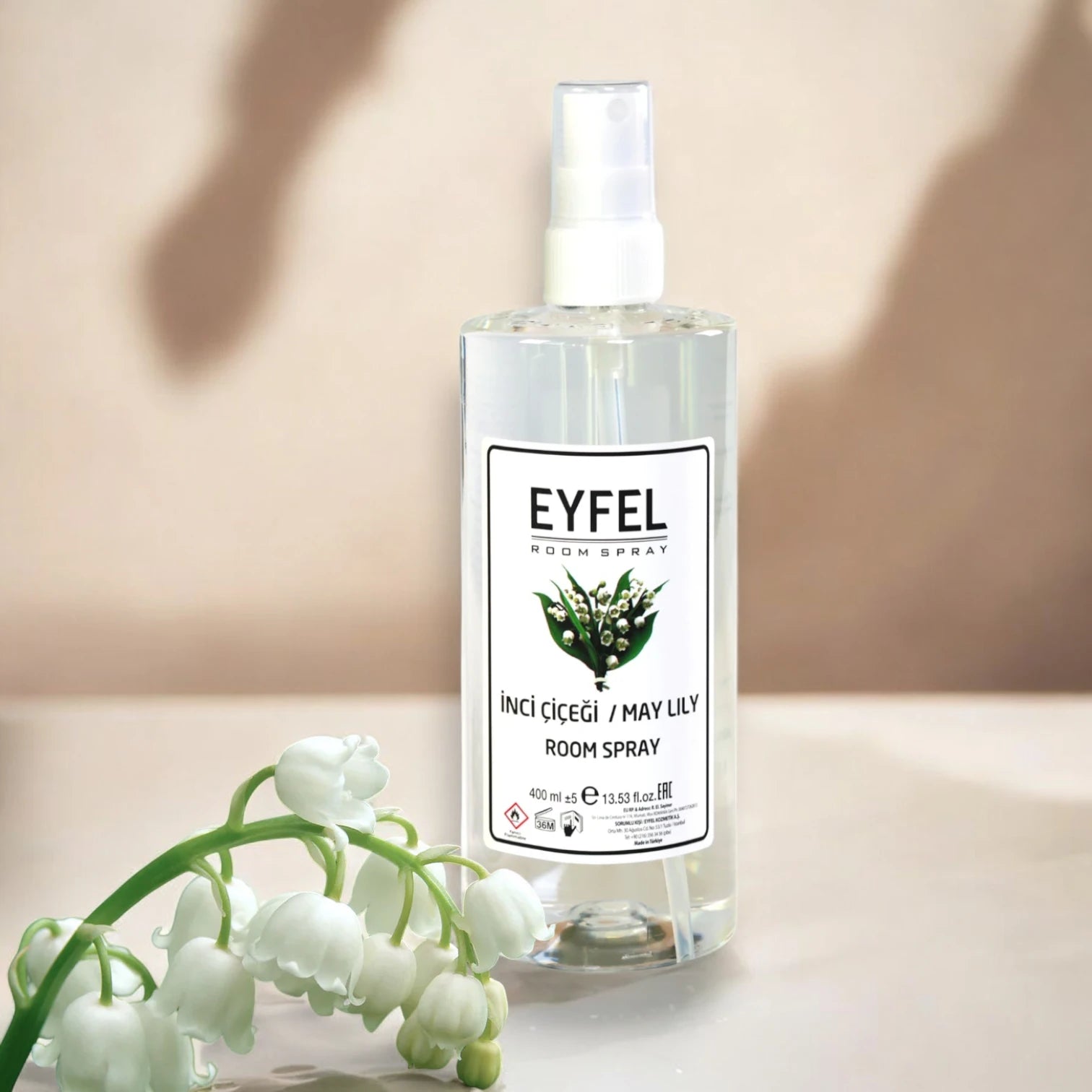 EYFEL May Lily Room Spray – 400ml - Elegant Lily of the Valley Scent - Long-Lasting Home & Office Air Freshener - Damoo