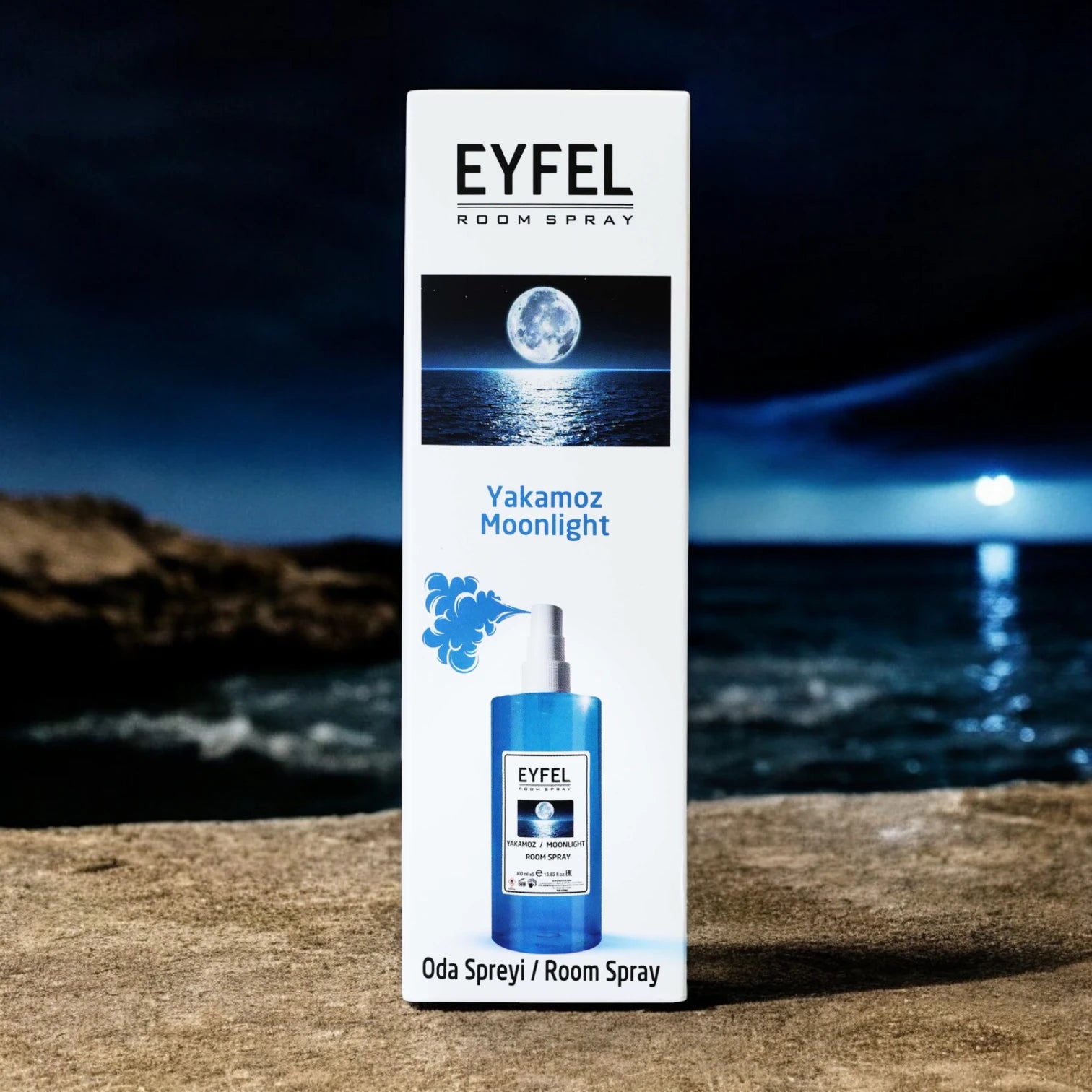 EYFEL Moonlight Room Spray – 400 ml Yakamoz Fragrance in Elegant Blue Bottle – Calming & Refreshing Home Air Freshener for Bedroom, Office & Living Spaces - Damoo