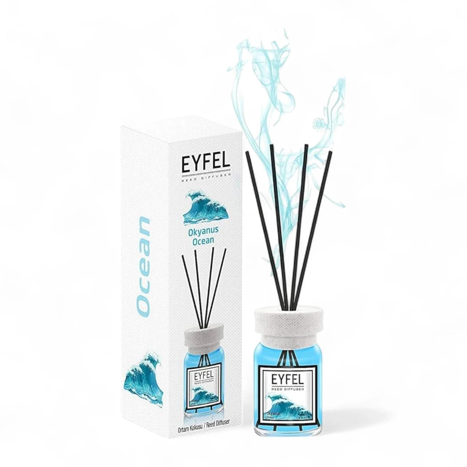 EYFEL Ocean Reed Diffuser – 120ML Home Fragrance with Reed Sticks | Long-Lasting Fresh Coastal Scent | Elegant Aroma Diffuser for Bathroom, Bedroom & Living Room - Damoo
