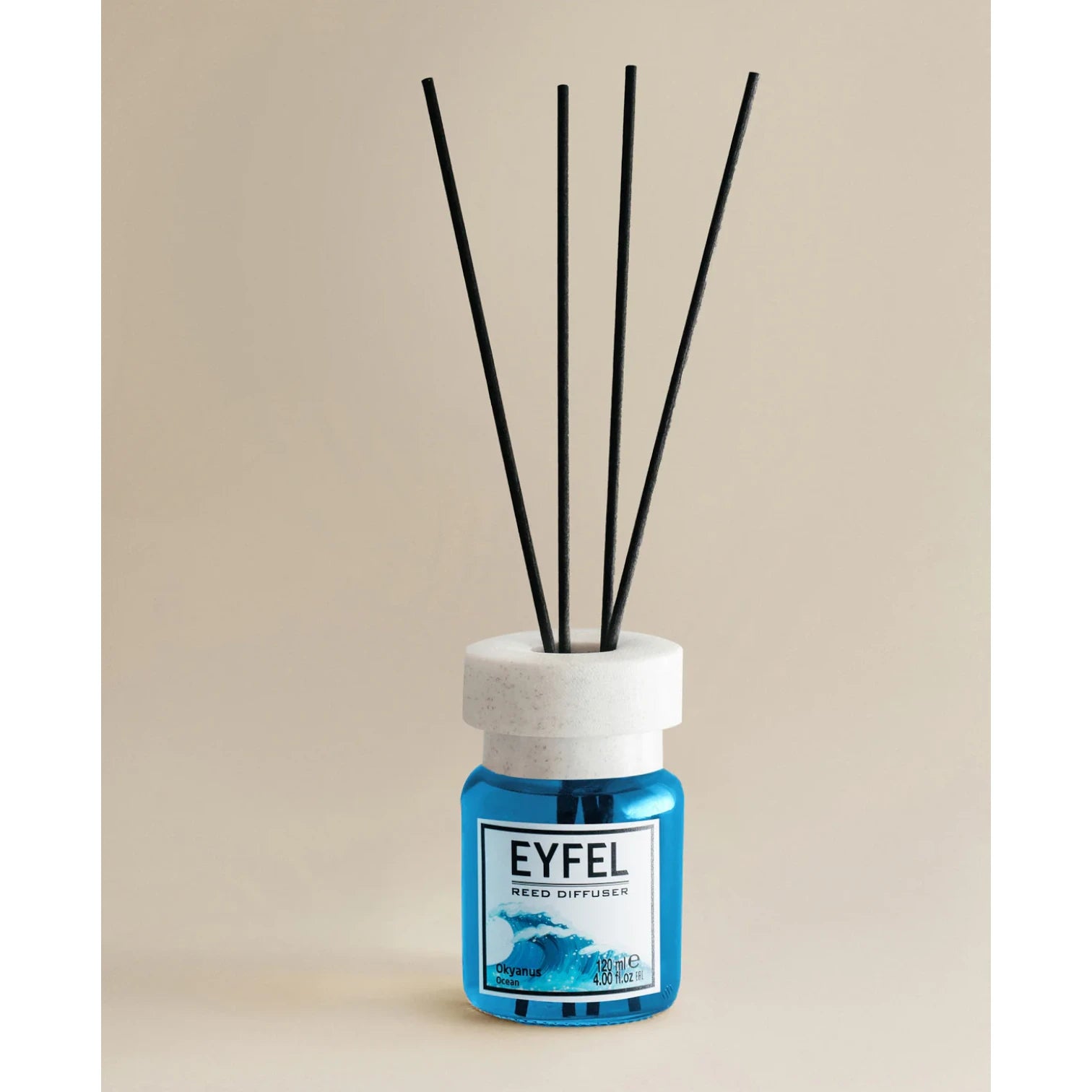 EYFEL Ocean Reed Diffuser – 120ML Home Fragrance with Reed Sticks | Long-Lasting Fresh Coastal Scent | Elegant Aroma Diffuser for Bathroom, Bedroom & Living Room - Damoo