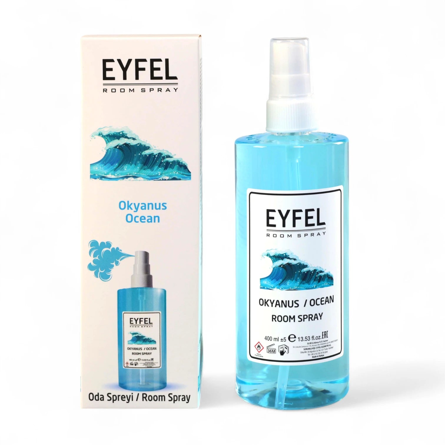 EYFEL Ocean Room Spray – 400 ml Fresh Sea Breeze Air Freshener with Invigorating Ocean Scent – Long-Lasting Fragrance Mist for Home, Bathroom & Office - Damoo