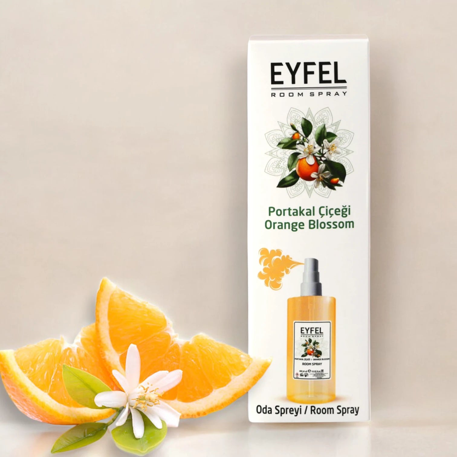 Eyfel Orange Blossom Room Spray 400ml Air Freshener - Long-Lasting Floral Citrus Fragrance for Home & Office - Damoo