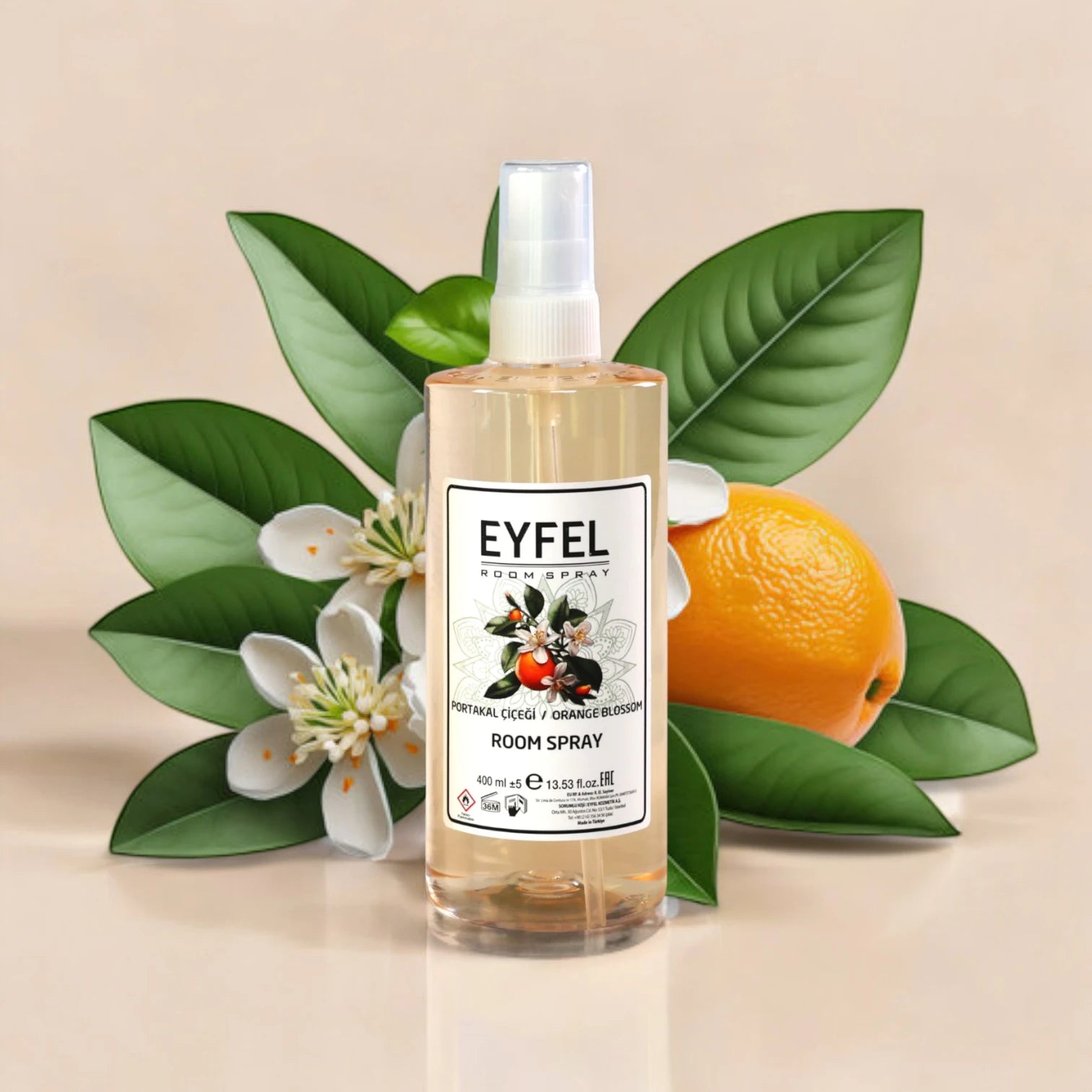 Eyfel Orange Blossom Room Spray 400ml Air Freshener - Long-Lasting Floral Citrus Fragrance for Home & Office - Damoo