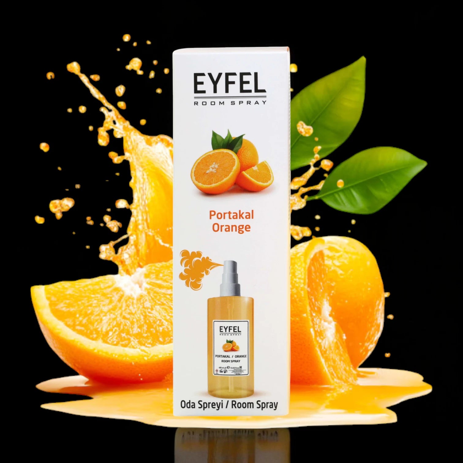 EYFEL Orange Room Spray – 400 ml Citrus Home Air Freshener with Fresh Mediterranean Orange Scent – Invigorating Aroma Mist for Kitchen, Bathroom, Living Room & Office - Damoo