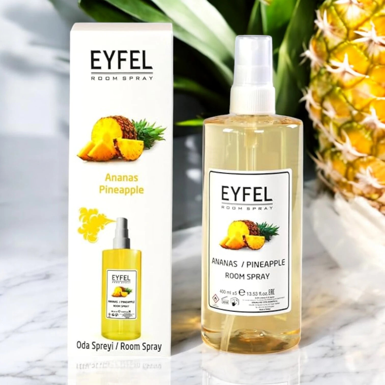 Eyfel Pineapple Room Spray 400ml – Refreshing Tropical Scent - Energizing & Cooling Air Freshener - Damoo
