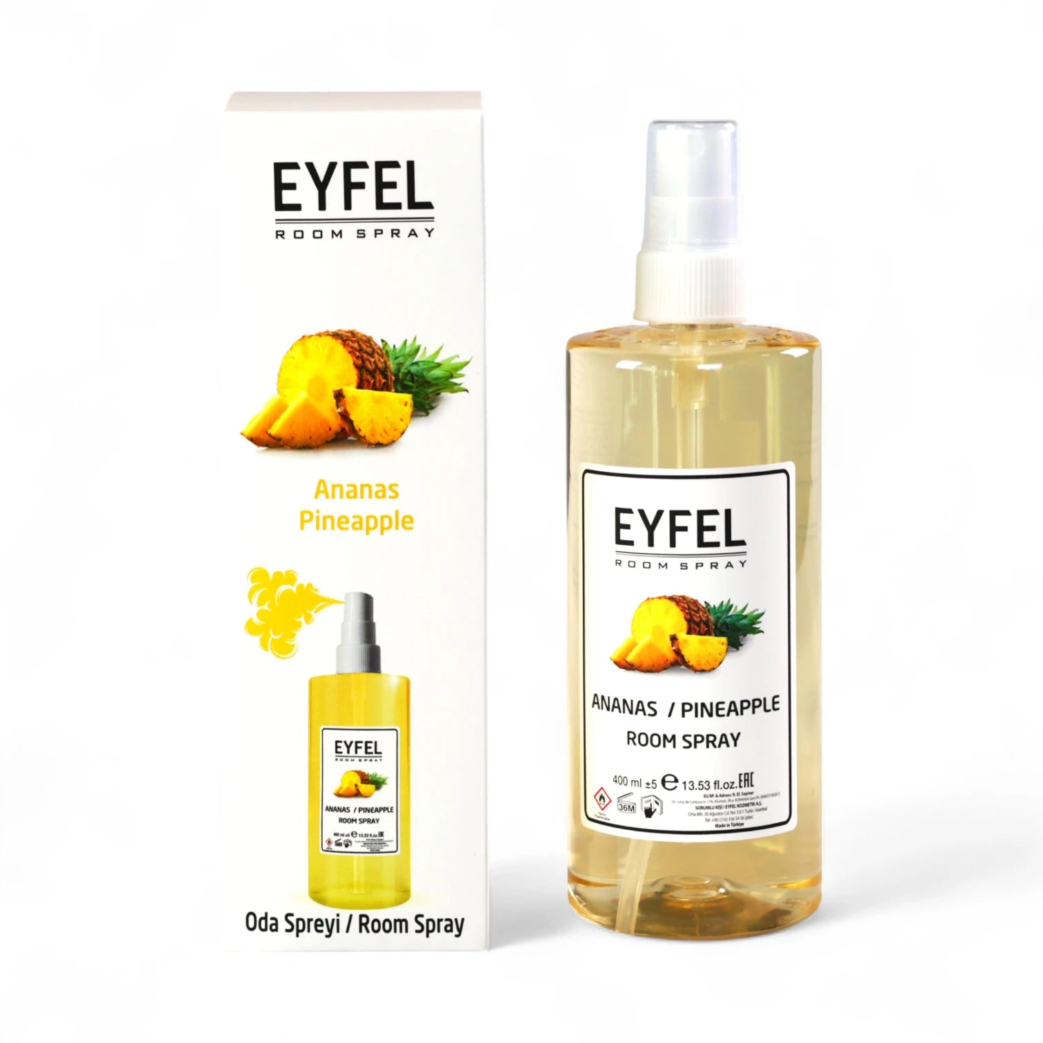 Eyfel Pineapple Room Spray 400ml – Refreshing Tropical Scent - Energizing & Cooling Air Freshener - Damoo