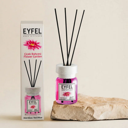 Eyfel Reed Diffuser Flower Garden 120ml – Long-Lasting Floral Fruity Aroma, Refillable Home Scent Diffuser, Turkish-Made - Damoo