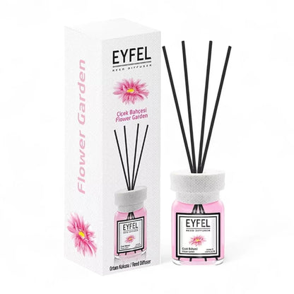 Eyfel Reed Diffuser Flower Garden 120ml – Long-Lasting Floral Fruity Aroma, Refillable Home Scent Diffuser, Turkish-Made - Damoo