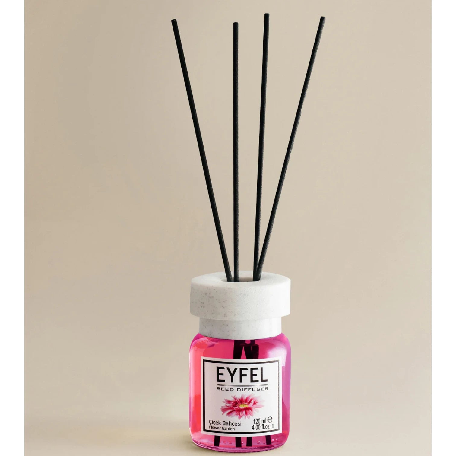 Eyfel Reed Diffuser Flower Garden 120ml – Long-Lasting Floral Fruity Aroma, Refillable Home Scent Diffuser, Turkish-Made - Damoo