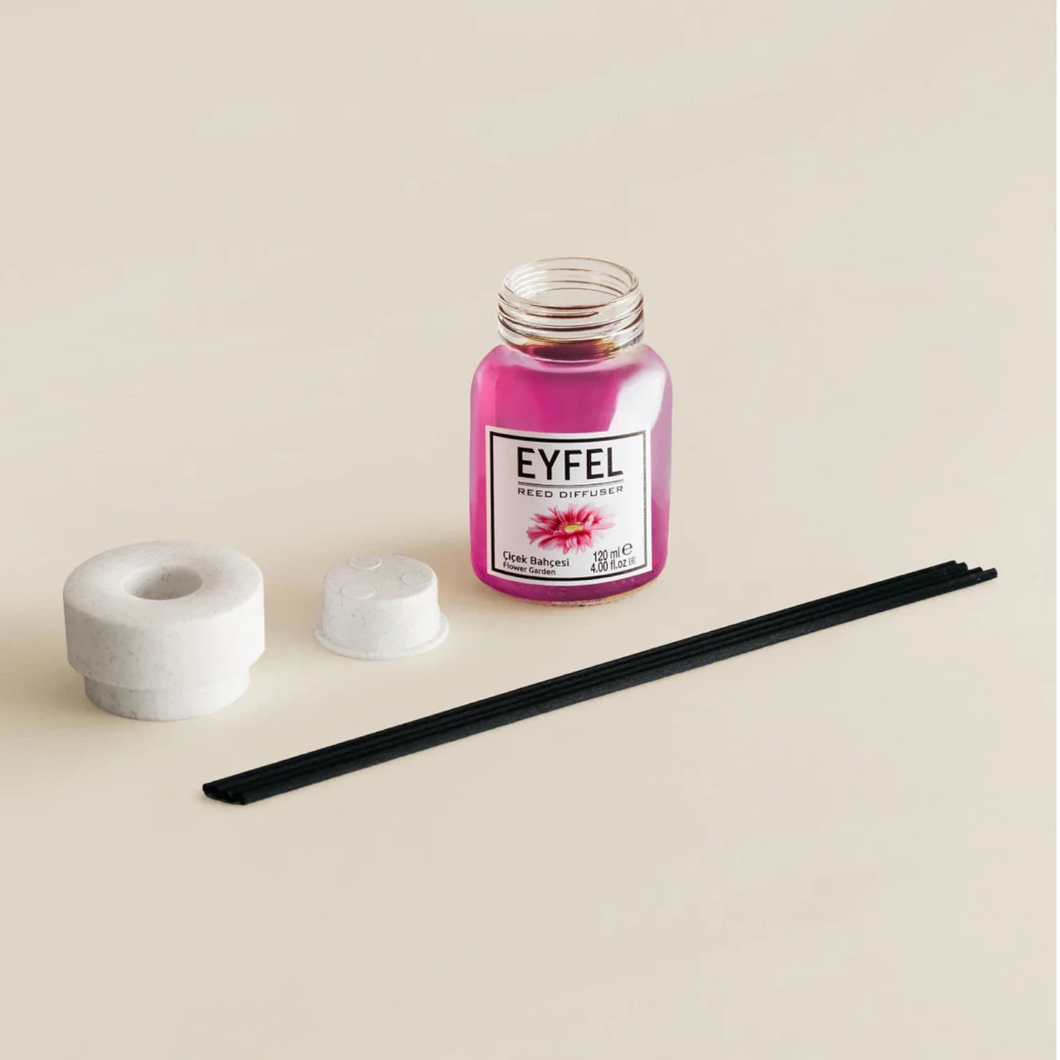 Eyfel Reed Diffuser Flower Garden 120ml – Long-Lasting Floral Fruity Aroma, Refillable Home Scent Diffuser, Turkish-Made - Damoo