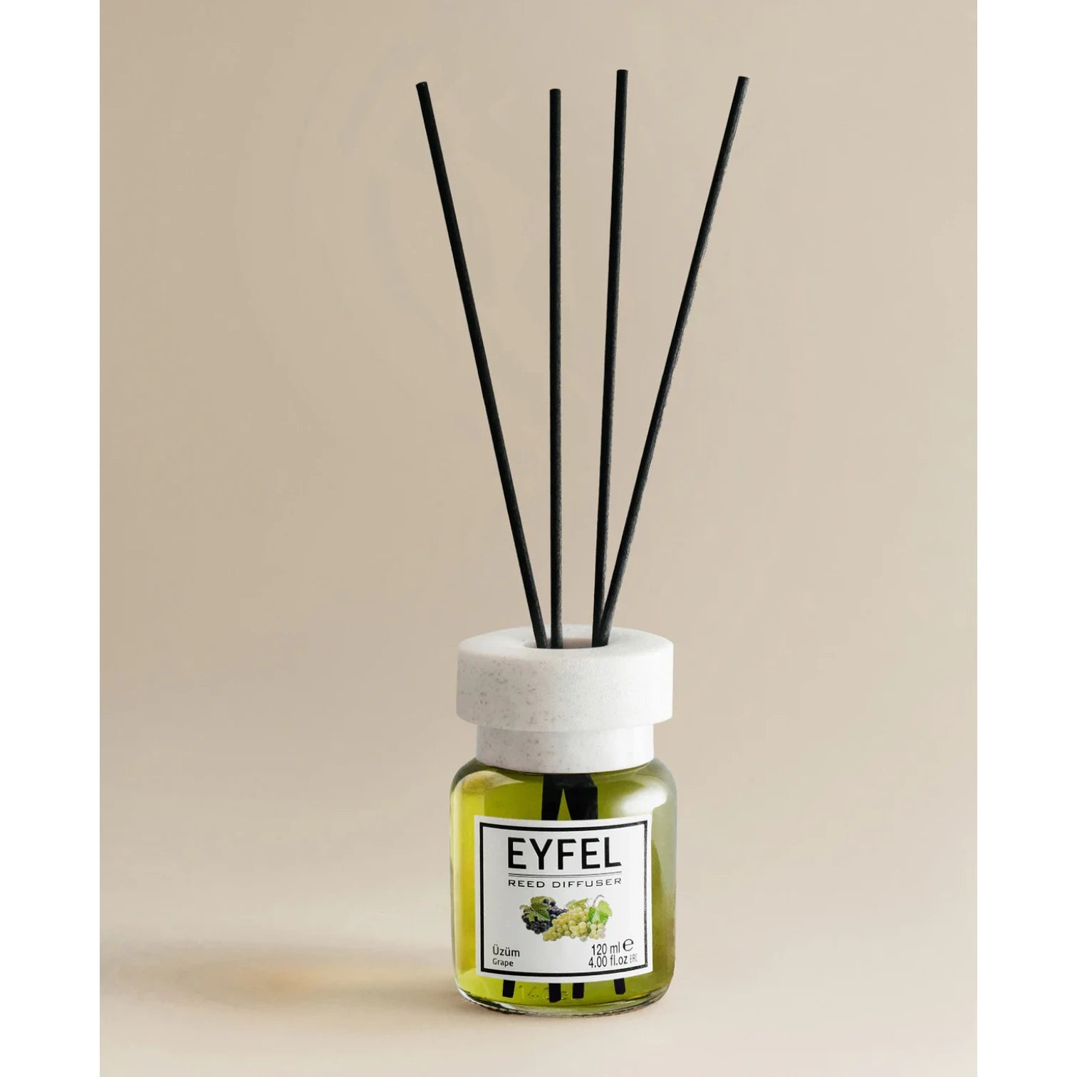 EYFEL Reed Diffuser Grape 120ml – Long-Lasting Fruity Aroma, Home & Office Air Freshener, Aromatherapy Room Diffuser - Damoo