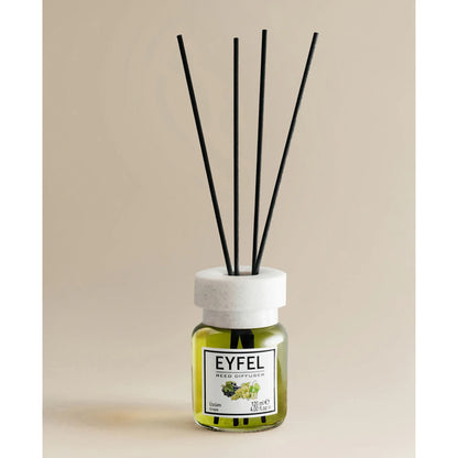 EYFEL Reed Diffuser Grape 120ml – Long-Lasting Fruity Aroma, Home & Office Air Freshener, Aromatherapy Room Diffuser - Damoo