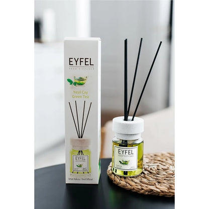 Eyfel Reed Diffuser Green Tea Fragrance – 120ML | Long-Lasting Aromatherapy Scent for Home & Office | Elegant Glass Bottle - Damoo