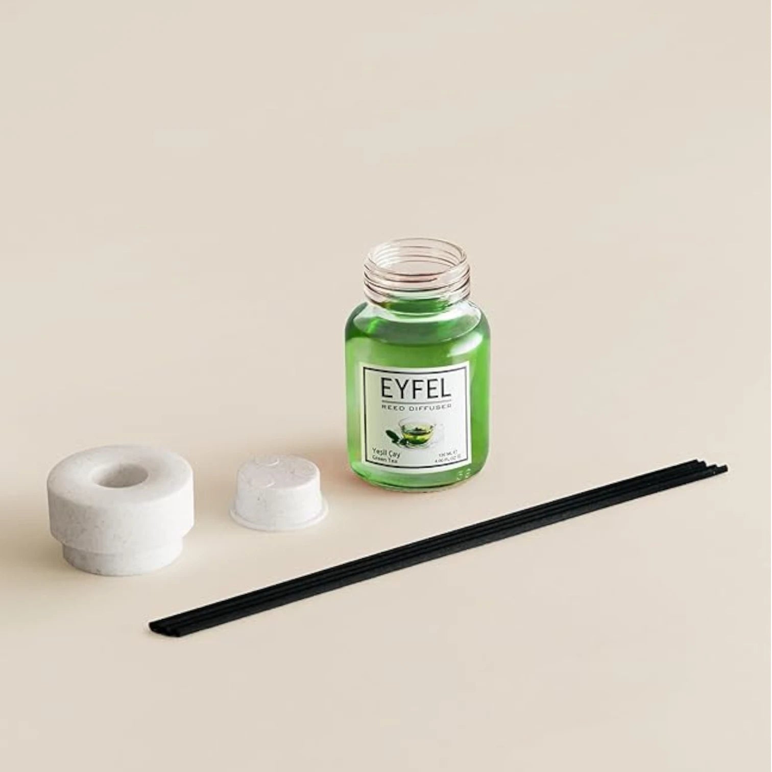 Eyfel Reed Diffuser Green Tea Fragrance – 120ML | Long-Lasting Aromatherapy Scent for Home & Office | Elegant Glass Bottle - Damoo