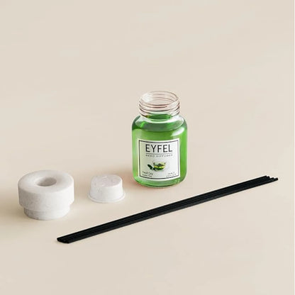 Eyfel Reed Diffuser Green Tea Fragrance – 120ML | Long-Lasting Aromatherapy Scent for Home & Office | Elegant Glass Bottle - Damoo