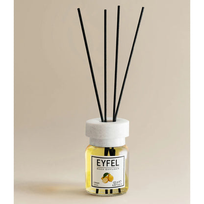 EYFEL Reed Diffuser Lemon 120ml – Fresh Citrus Home Fragrance, Long-Lasting Scented Sticks, Turkish Aromatherapy Diffuser - Damoo